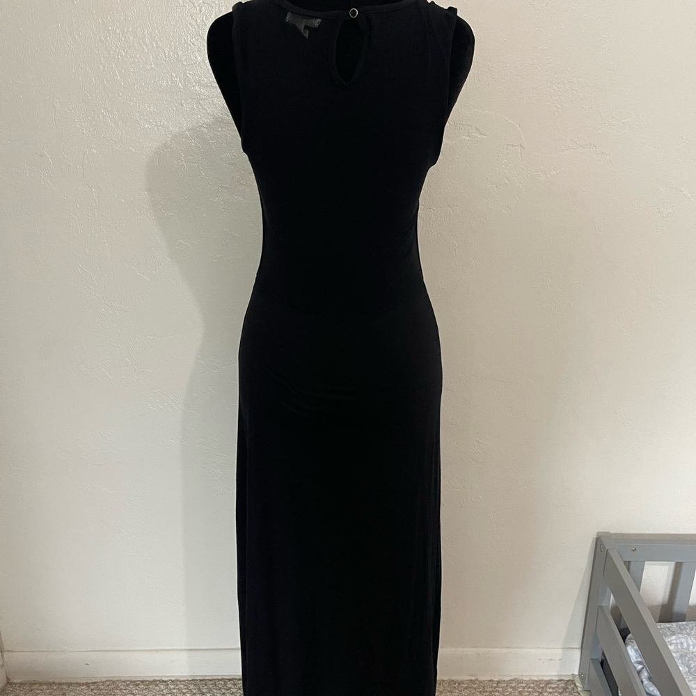 Hearts... Black Sleeveless Maxi Dress with Sheer Mesh Detail - S - Picture 7 of 8